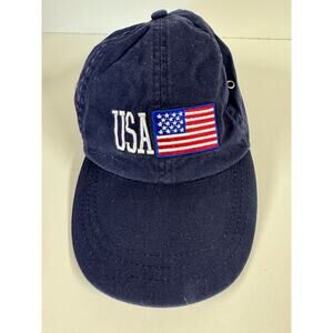 Patriotic USA Flag Ball Cap Hat July 4 Navy Blue Head Shot
